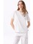 Bisiklet Yaka Düz Kırık Beyaz Kadın T-Shirt J5SL-TST7186 3