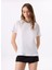 Bisiklet Yaka Baskılı Beyaz Kadın T-Shirt M5SL-TST1830 3