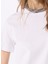 Bisiklet Yaka Baskılı Beyaz Kadın T-Shirt M5SL-TST1830 4