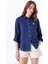 Lacivert Kadın Relaxed %100 Keten Gömlek J5SL-GML7158 1