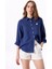 Lacivert Kadın Relaxed %100 Keten Gömlek J5SL-GML7158 3