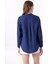 Lacivert Kadın Relaxed %100 Keten Gömlek J5SL-GML7158 5