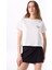 Bisiklet Yaka Baskılı Kırık Beyaz Kadın T-Shirt J5SL-TST7886 2