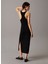 Halter Yaka Düz Siyah Uzun Kadın Elbise J20J225296BEH 4