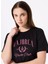 Bisiklet Yaka Baskılı Siyah Kadın T-Shirt F5SL-TST0459 1
