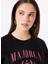 Bisiklet Yaka Baskılı Siyah Kadın T-Shirt F5SL-TST0459 2
