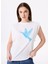 Bisiklet Yaka Baskılı Kırık Beyaz Kadın T-Shirt F5SL-TST0372 1