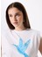 Bisiklet Yaka Baskılı Kırık Beyaz Kadın T-Shirt F5SL-TST0372 3