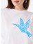 Bisiklet Yaka Baskılı Kırık Beyaz Kadın T-Shirt F5SL-TST0372 4