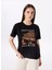 Bisiklet Yaka Baskılı Siyah Kadın T-Shirt F5SL-TST0463 1