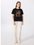 Bisiklet Yaka Baskılı Siyah Kadın T-Shirt F5SL-TST0463 2