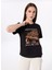 Bisiklet Yaka Baskılı Siyah Kadın T-Shirt F5SL-TST0463 3