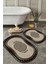 Şık Oval Banyo Paspas Takımı, Su Tutucu, Kaymaz, Yıkanabilir, Toz ve Leke Tutmaz, 2'li, 60x100 1