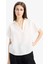 Comfort Fit Gömlek Yaka Basic Düz Kısa Kollu Bluz E5989AX25SP 3