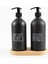 Şık 2'li Siyah Cam Sıvı Sabunluk ve Bambu Tepsili Set, 500ml 2
