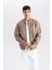 Slim Fit Süet Bomber Mont Ceket Dar Kesim Kolej Yaka Fermuarlı Çift Cepli Mevsimlik Baharlık Hafif A3866AX25SP 5