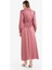 Regular Fit Fiyonk Yaka Saten Uzun Kollu Midi Elbise F0819AX25SP 5
