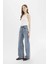 Straight Wide Yüksek Bel Geniş Paça Uzun Jean Pantolon D7979AX25SP 2