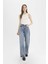 Straight Wide Yüksek Bel Geniş Paça Uzun Jean Pantolon D7979AX25SP 4