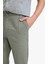 %100 Pamuk Keten Görünümlü Pantolon Beli Lastikli Slim Fit Dar Kesim Cepli Düz Paça D2671AX25SM 5