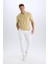 %100 Pamuk Relax Fit Rahat Kesim Düz Paça Keten Görünümlü Yazlık Beyaz Kumaş Pantolon D4251AX25SM 3