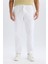 %100 Pamuk Relax Fit Rahat Kesim Düz Paça Keten Görünümlü Yazlık Beyaz Kumaş Pantolon D4251AX25SM 5