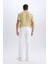 %100 Pamuk Relax Fit Rahat Kesim Düz Paça Keten Görünümlü Yazlık Beyaz Kumaş Pantolon D4251AX25SM 7