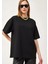 Iki Iplik Düz Basic Siyah Kadın Tişört 2