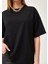 Iki Iplik Düz Basic Siyah Kadın Tişört 4