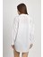 Beyaz Çift Cepli Oversize Uzun Basic Gömlek - TCR-6256A 5