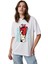 Felix Dies Beyaz Oversize Kalıp Baskılı Kadın T-Shirt 2