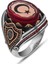 Ayyıldız Kırmızı Taşlı 925 Gümüş Erkek Yüzük 2