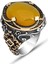Sarı Akik Taşlı Hünkar Modeli 925 Gümüş Erkek Yüzük 2