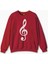 Sol Anahtarı Müzik Nota Es Gitar Saz Bağlama Baskılı Sweat Kırmızı Sweatshirt 1