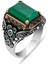 Kare Yeşil Paraipa Taşlı 925 Gümüş Erkek Yüzük 2