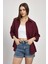 Bordo Çift Cepli Oversize Uzun Basic Gömlek - TCR-6256A 2