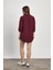 Bordo Çift Cepli Oversize Uzun Basic Gömlek - TCR-6256A 5
