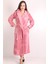 Kadın Kapşonlu Nakışlı Pembe Bambu Sabahlık, Rahat ve Şık Tasarım 1