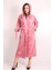 Kadın Kapşonlu Nakışlı Pembe Bambu Sabahlık, Rahat ve Şık Tasarım 2