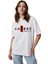 Beyaz Oversize Kalıp Baskılı Unisex T-Shirt 2
