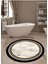 Krem Yuvarlak Banyo Halısı Seti, Kaymaz Taban, 3'lü, Polyester, 100x100 cm 2