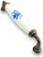 Antik Sarı Metal-Gerçek Porselen Mavi Çiçek Desenli 128 mm Mobilya/dolap/vestiyer/kapak/mutfak Kulpu 5