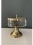 Ayaklı ve Kapaklı Küçük Kavanoz Gold 15,5X15,5X18 cm 1