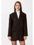 Kahve Kadın Balıksırtı Desenli Blazer Ceket 1