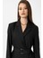 Siyah Kadın Kemerli Blazer Ceket 4