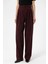 Bordo Kadın Yüksek Bel Pens Detaylı Straight Fit Pantolon 1