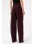 Bordo Kadın Yüksek Bel Pens Detaylı Straight Fit Pantolon 5