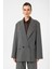 Gri Kadın Çizgili Oversize Blazer Ceket 2