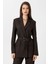 Kahve Kadın Kemerli Blazer Ceket 2