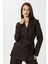 Kahve Kadın Kemerli Blazer Ceket 4